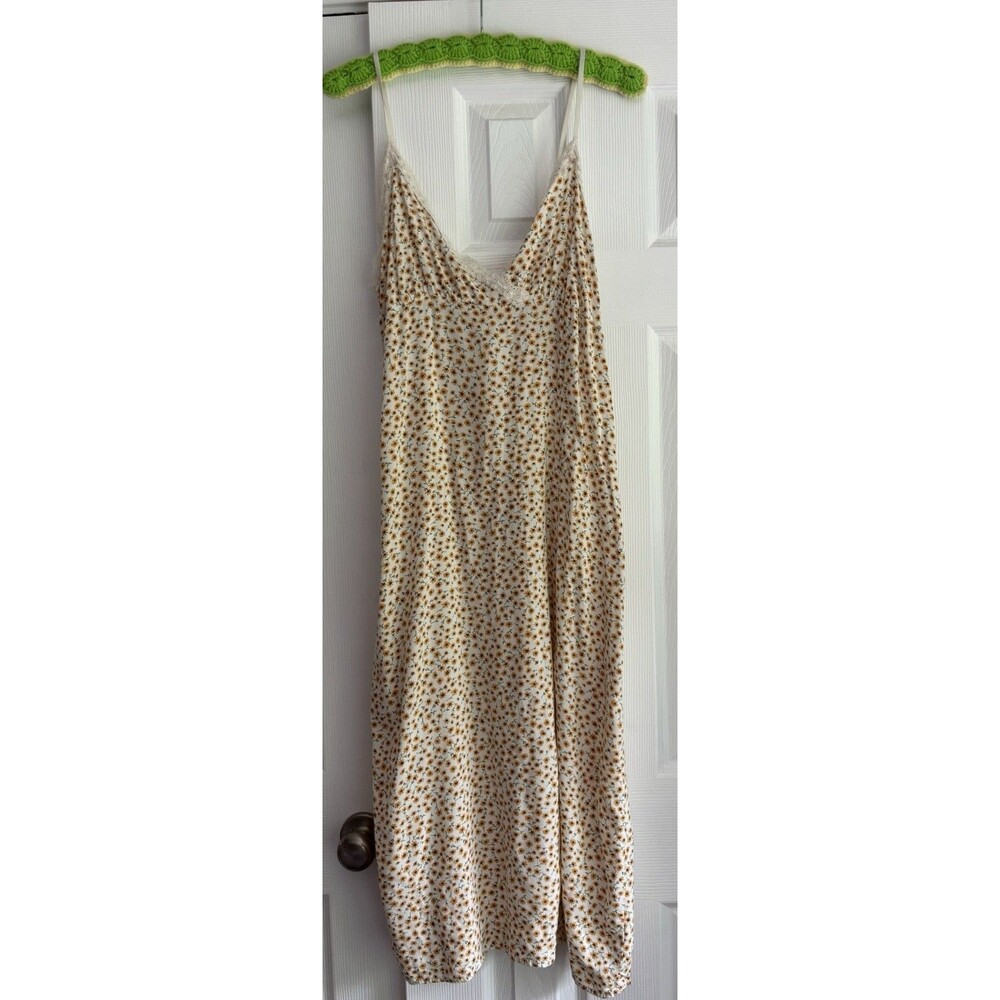No Boundaries Cream Floral Print Midi Slip Dress with slit
